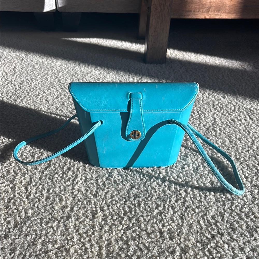 Vintage Antique Blue Leather Women's Bag 1950-1960